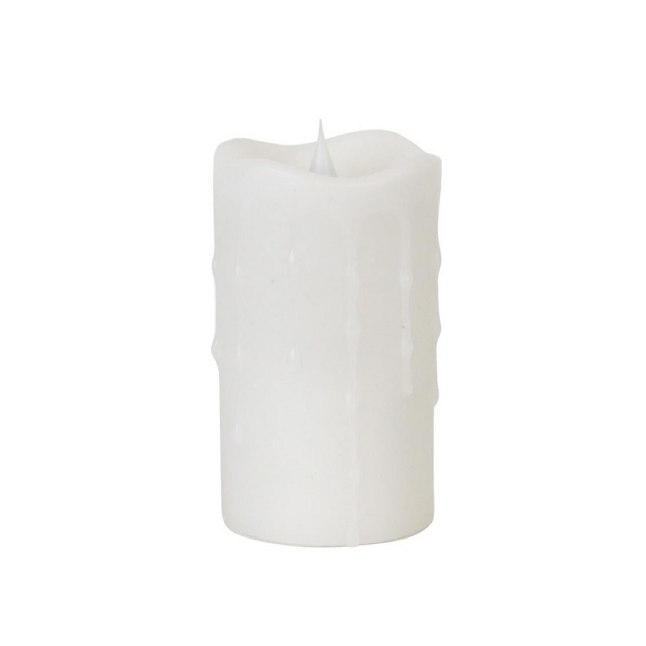 Melrose 5.25" Pre-Lit White Battery Operated Flameless LED Pillar Candle